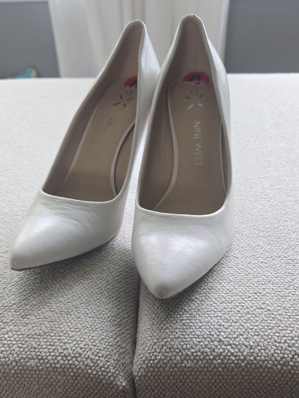 Nine West White Pointed Toe Pumps